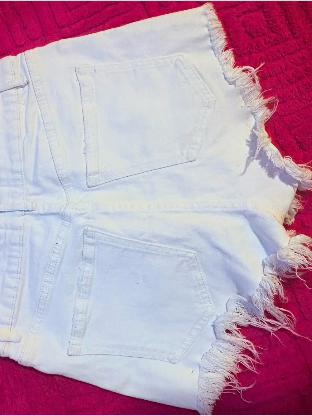 Zara White Frayed Hem Distressed Denim Shorts